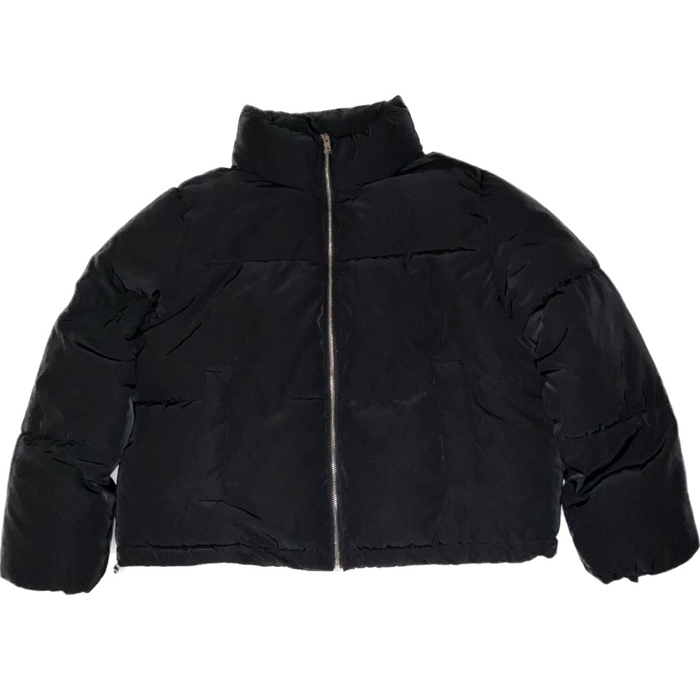 H&M Black Divided Puffer Jacket with Silver Tone Zipper Size 12